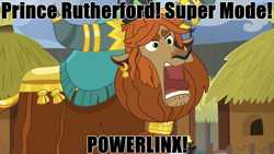 Size: 1280x720 | Tagged: safe, edit, edited screencap, screencap, character:prince rutherford, species:yak, episode:not asking for trouble, g4, my little pony: friendship is magic, caption, crown, garry chalk, image macro, jewelry, meme, open mouth, optimus prime, regalia, shout, solo, text, transformers, transformers energon, voice actor joke