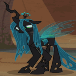 Size: 640x640 | Tagged: safe, edit, edited screencap, screencap, character:queen chrysalis, species:changeling, episode:a canterlot wedding, episode:to where and back again, g4, my little pony: friendship is magic, animated, changeling queen, female, former queen chrysalis, meme, solo, sound, that is a bug!, webm