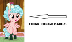 Size: 1218x714 | Tagged: safe, edit, edited screencap, screencap, character:cozy glow, species:pegasus, species:pony, episode:marks for effort, g4, my little pony: friendship is magic, 1000 hours in ms paint, arrow, caption arrow, female, filly, golly, op is a silly pony, solo