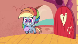 Size: 1280x720 | Tagged: safe, edit, edited screencap, screencap, character:rainbow dash, species:pegasus, species:pony, episode:unboxing day, g4.5, my little pony: pony life, my little pony:pony life, spoiler:pony life s01e30, ball, female, mare, solo