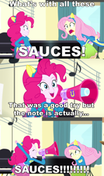 Size: 1280x2160 | Tagged: safe, edit, edited screencap, screencap, character:fluttershy, character:pinkie pie, episode:steps of pep, eqg summertime shorts, g4, my little pony: equestria girls, my little pony:equestria girls, comic, marcus johns, robby ayala, sauces, screencap comic, vine video