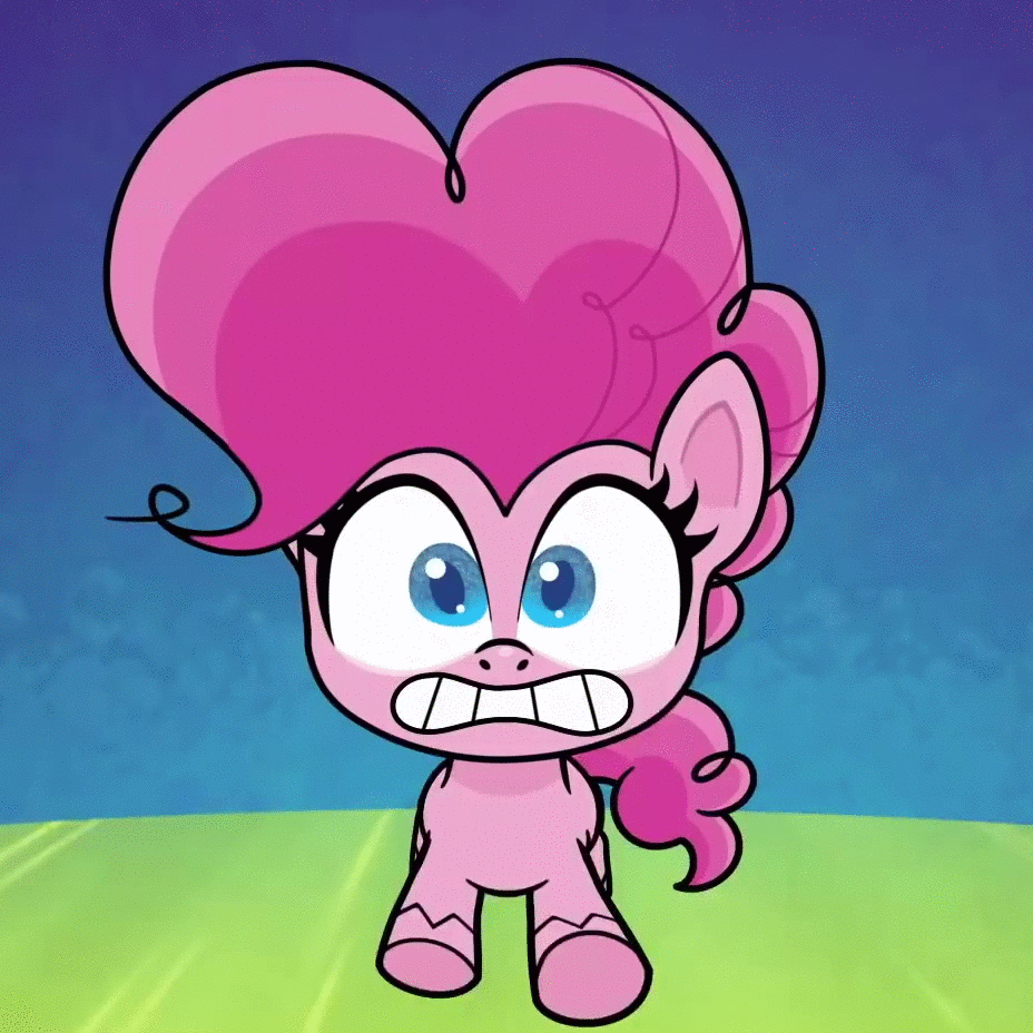 Size: 928x928 | Tagged: safe, edit, edited screencap, screencap, character:pinkie pie, species:earth pony, species:pony, episode:pinkie pie: hyper-helper, g4.5, my little pony: pony life, my little pony:pony life, spoiler:pony life s01e06, animated, cropped, female, frantic, gif, mare, running, scared, solo