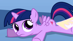 Size: 1280x720 | Tagged: safe, edit, edited screencap, screencap, character:princess celestia, character:twilight sparkle, character:twilight sparkle (alicorn), species:alicorn, species:pony, episode:the cutie mark chronicles, g4, my little pony: friendship is magic, female, filly, filly twilight sparkle, look at my ass, pointing, solo focus, younger
