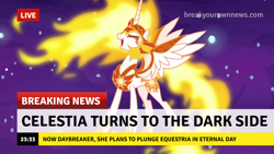 Size: 1280x720 | Tagged: safe, edit, edited screencap, screencap, character:daybreaker, character:princess celestia, episode:a royal problem, g4, my little pony: friendship is magic, break your own news, breaking news, crossover, dark jedi, knights of ren, sith, star wars