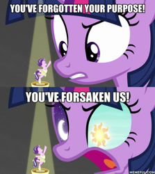 Size: 600x674 | Tagged: safe, edit, edited screencap, screencap, character:starlight glimmer, character:twilight sparkle, character:twilight sparkle (alicorn), species:alicorn, species:pony, episode:a royal problem, g4, my little pony: friendship is magic, caption, image macro, samurai jack, text