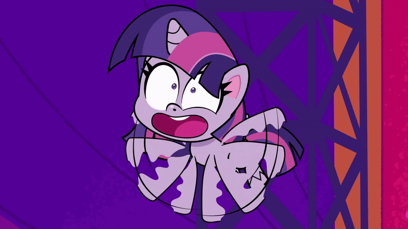 Size: 800x450 | Tagged: safe, edit, edited screencap, screencap, character:twilight sparkle, character:twilight sparkle (alicorn), species:alicorn, species:pony, g4.5, my little pony:pony life, spoiler:pony life s01e46, animated, female, flailing, gif, majestic as fuck, mare, open mouth, shrunken pupils, solo, solo focus, sportacular spectacular musical musak-ular, twilighting