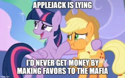 Size: 802x500 | Tagged: safe, edit, edited screencap, screencap, character:applejack, character:twilight sparkle, character:twilight sparkle (alicorn), species:alicorn, species:earth pony, species:pony, episode:horse play, g4, my little pony: friendship is magic, boop, caption, female, image macro, imgflip, mare, puffy cheeks, scrunchy face, text