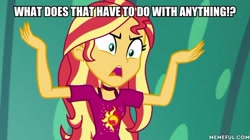 Size: 600x337 | Tagged: safe, edit, edited screencap, screencap, character:sunset shimmer, species:eqg human, equestria girls:spring breakdown, g4, my little pony: equestria girls, my little pony:equestria girls, spoiler:eqg series (season 2), caption, female, image macro, solo, text
