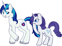 Size: 636x472 | Tagged: safe, artist:lulubell, character:rarity, character:shining armor, species:pony, ship:rariarmor, g4, blushing, colored hooves, cute, female, hooves, looking at each other, male, mare, profile, raised hoof, shining armor gets all the mares, shipping, simple background, smiling, stallion, straight, unshorn fetlocks, white background