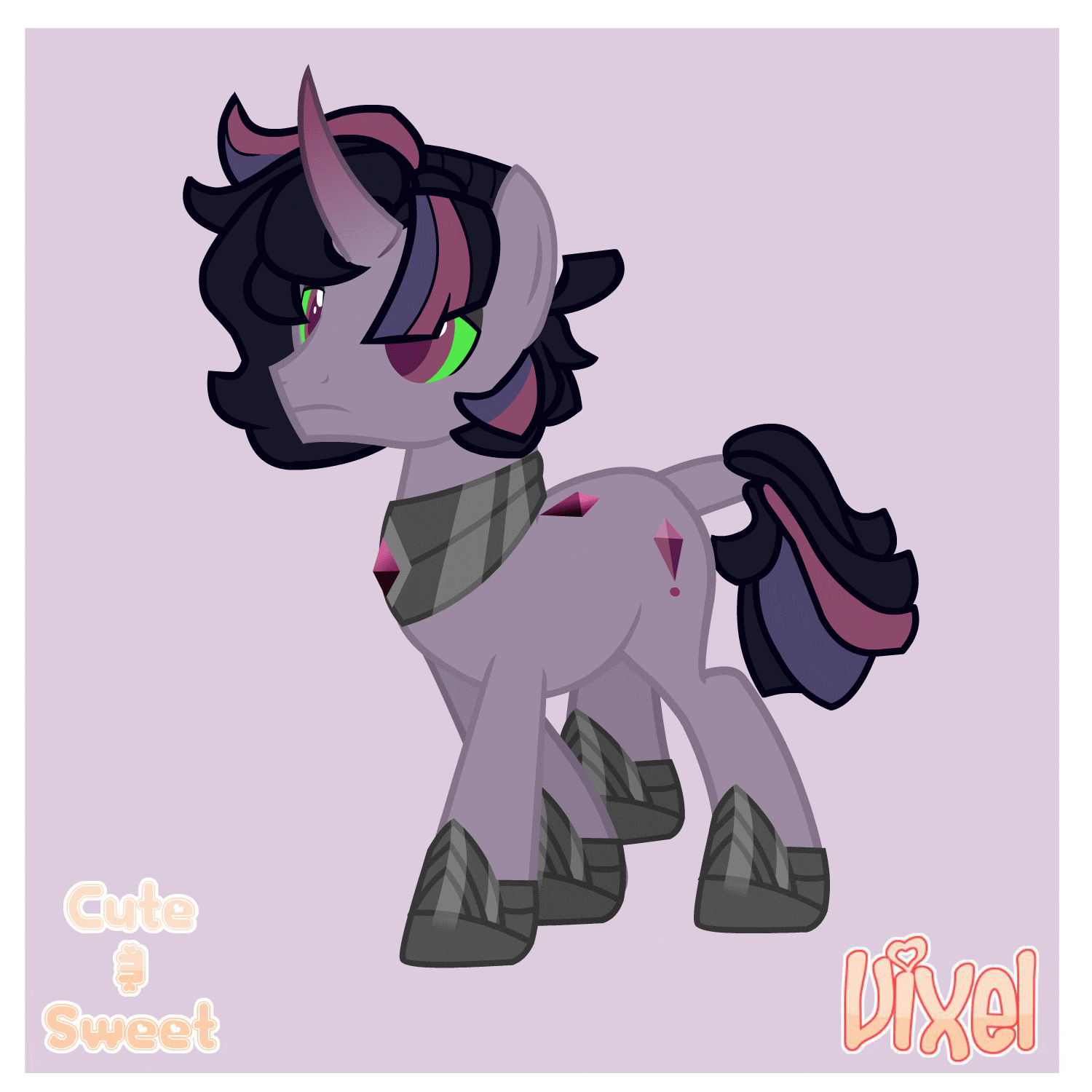 Size: 1500x1500 | Tagged: safe, artist:eyesorefortheblind, artist:xnight-wish, oc, oc only, oc:clever crystal, species:pony, species:umbrum, species:unicorn, g4, animated, commission, gif, solo, umbrum oc, walk cycle, walking