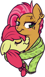 Size: 220x373 | Tagged: safe, artist:lulubell, character:apple bloom, character:babs seed, ship:appleseed, applecest, clothing, female, incest, lesbian, scarf, shipping, simple background, transparent background