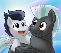 Size: 1984x1701 | Tagged: safe, artist:bcpony, character:rumble, character:thunderlane, brothers, hoofbump