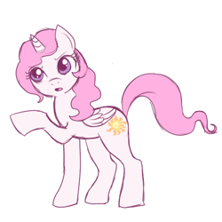 Size: 400x400 | Tagged: safe, artist:lulubell, character:princess celestia, female, filly, pink-mane celestia, simple background, solo, white background, younger