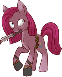 Size: 313x389 | Tagged: safe, artist:lulubell, character:pinkamena diane pie, character:pinkie pie, crossover, fallout, female, raider, simple background, solo, transparent background