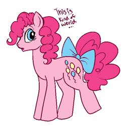 Size: 500x500 | Tagged: safe, artist:lulubell, character:pinkie pie, female, simple background, solo, tail bow, white background