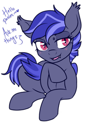 Size: 352x497 | Tagged: safe, artist:lulubell, oc, oc only, oc:night watch, species:bat pony, species:pony, ask, ask night watch, simple background, solo, transparent background