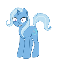 Size: 400x450 | Tagged: safe, artist:lulubell, character:trixie, species:pony, species:unicorn, female, grin, insanity, mare, simple background, solo, white background