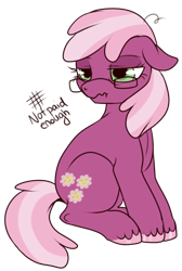 Size: 332x493 | Tagged: safe, artist:lulubell, character:cheerilee, species:earth pony, species:pony, :t, female, floppy ears, frown, glare, glasses, grumpy, hoof fluff, lidded eyes, mare, scrunchy face, simple background, sitting, solo, tired, transparent background, unamused, unshorn fetlocks, wavy mouth