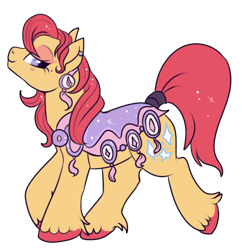 Size: 459x474 | Tagged: safe, artist:lulubell, species:earth pony, species:pony, g1, blushing, diamond dreams, eyelashes, eyeshadow, female, g1 to g4, generation leap, lidded eyes, makeup, mare, saddle, simple background, solo, tail wrap, transparent background, unshorn fetlocks