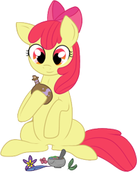 Size: 361x456 | Tagged: safe, artist:lulubell, character:apple bloom, species:earth pony, species:pony, bow, female, filly, potion, simple background, smiling, solo, transparent background, witchcraft