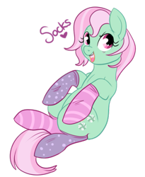 Size: 437x534 | Tagged: safe, artist:lulubell, character:minty, g3, clothing, cute, g3 to g4, generation leap, mintabetes, simple background, socks, solo, that pony sure does love socks, transparent background