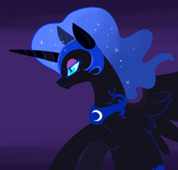 Size: 484x464 | Tagged: source needed, safe, artist:lulubell, character:nightmare moon, character:princess luna, species:alicorn, species:pony, ethereal mane, eyelashes, eyeshadow, female, helmet, lidded eyes, makeup, mare, solo