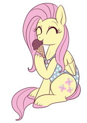 Size: 381x539 | Tagged: safe, artist:lulubell, character:fluttershy, clothing, cute, female, ice cream, licking, one-piece swimsuit, shyabetes, simple background, solo, swimsuit, tongue out, transparent background