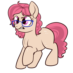 Size: 512x512 | Tagged: safe, artist:lulubell, oc, oc only, oc:sassafras, parent:babs seed, parent:twist, parents:babstwist, angry, freckles, glasses, magical lesbian spawn, next generation, offspring, simple background, solo, transparent background, upset