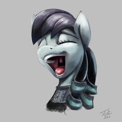 Size: 900x900 | Tagged: safe, artist:tsitra360, character:coloratura, species:earth pony, species:pony, episode:the mane attraction, g4, my little pony: friendship is magic, clothing, eyes closed, female, gray background, mare, open mouth, practice drawing, quickie, rara, signature, simple background, singing, solo, speedpaint, the magic inside, uvula