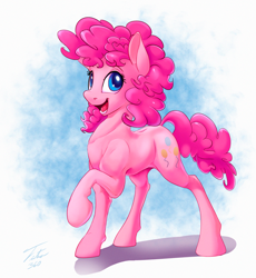 Size: 900x980 | Tagged: safe, artist:tsitra360, character:pinkie pie, eyelashes, female, happy, looking at you, solo
