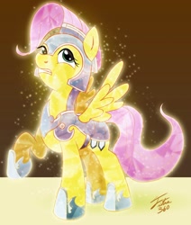 Size: 1000x1177 | Tagged: safe, artist:tsitra360, character:fluttershy, armor, crystallized