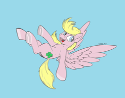 Size: 3210x2500 | Tagged: safe, artist:tsitra360, oc, oc:lucky doo, species:pegasus, species:pony, blue background, butt freckles, cute, femboy, flying, freckles, male, simple background, sketch, solo, spread wings, stallion, wings