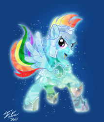 Size: 1000x1168 | Tagged: safe, artist:tsitra360, character:rainbow dash, species:crystal pony, species:pony, armor, crystallized, jousting outfit