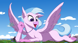 Size: 4820x2685 | Tagged: safe, artist:tinibirb, artist:tsitra360, edit, character:silverstream, species:classical hippogriff, species:hippogriff, absurd resolution, canterlot, cloudsdale, color edit, colored, commission, cute, diastreamies, equestria, female, giant hippogriff, giant/macro hippogriff, giantess, gigastream, lineart, macro, ponyville, school of friendship, sketch, solo, twilight's castle, underhoof