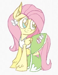 Size: 723x924 | Tagged: safe, artist:boulderthedragon, character:fluttershy, species:pony, my little pony:equestria girls, clothing, crossover, equestria girls outfit, female, ponies in skirts, shoes, simple background, skirt, solo, tank top, traditional art, unshorn fetlocks