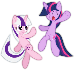 Size: 1122x1026 | Tagged: safe, artist:boulderthedragon, character:twilight sparkle, character:twilight sparkle (unicorn), species:pony, species:unicorn, g1, duo, female, g1 to g4, generation leap, generational ponidox, mare, ponidox, simple background, transparent background