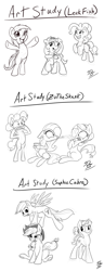 Size: 799x2090 | Tagged: safe, artist:tsitra360, character:applejack, character:fluttershy, character:pinkie pie, character:rainbow dash, character:rarity, oc, art study, style emulation