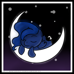 Size: 1100x1100 | Tagged: safe, artist:kloudmutt, artist:twistedscarlett60, character:princess luna, crescent moon, eyes closed, female, moon, sleeping, solo, stars, tangible heavenly object