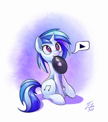 Size: 797x900 | Tagged: safe, artist:tsitra360, character:dj pon-3, character:vinyl scratch, species:pony, species:unicorn, cute, dawwww, female, mare, mouth hold, pictogram, record, solo, vinylbetes
