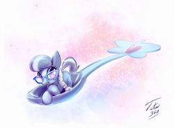 Size: 1091x807 | Tagged: safe, artist:tsitra360, character:silver spoon, species:earth pony, species:pony, 30 minute art challenge, braid, cute, cutie mark, dawwww, female, filly, glasses, pun, signature, silverbetes, solo, spoon, teaspoon