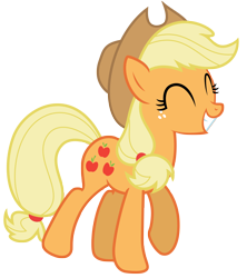 Size: 5926x6662 | Tagged: safe, artist:estories, character:applejack, species:earth pony, species:pony, absurd resolution, clothing, cowboy hat, cute, eyes closed, female, freckles, grin, happy, hat, jackabetes, mare, simple background, smiling, solo, stetson, transparent background, vector