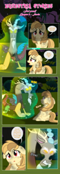 Size: 1919x5500 | Tagged: safe, artist:estories, character:discord, oc, oc:alice goldenfeather, species:pegasus, species:pony, comic:find yourself, comic, female, glowing eyes, magic, mare, semi-grimdark series