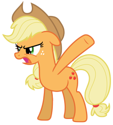 Size: 6132x6750 | Tagged: safe, artist:estories, character:applejack, species:earth pony, species:pony, episode:too many pinkie pies, g4, my little pony: friendship is magic, absurd resolution, angry, female, mare, open mouth, simple background, solo, transparent background, vector, yelling