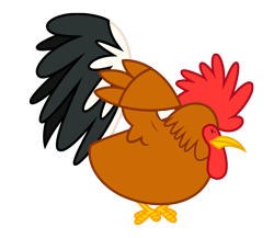 Size: 4448x3853 | Tagged: safe, artist:estories, species:bird, species:rooster, absurd resolution, ambiguous gender, animal, crouching, eyes closed, simple background, solo, spread wings, transparent background, vector, wings