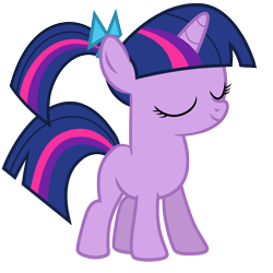 Size: 3358x3355 | Tagged: safe, artist:estories, artist:mamandil, artist:valcron, edit, editor:slayerbvc, character:twilight sparkle, species:pony, species:unicorn, episode:a canterlot wedding, g4, my little pony: friendship is magic, accessory swap, alternate hairstyle, bow, eyes closed, female, filly, filly twilight sparkle, hair bow, ponytail, simple background, solo, transparent background, vector, vector edit, younger