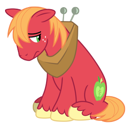 Size: 7360x7250 | Tagged: safe, artist:estories, character:big mcintosh, species:earth pony, species:pony, cute, depressed, looking back, macabetes, male, sad, sadorable, simple background, sitting, solo, stallion, transparent background, vector