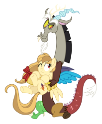 Size: 4500x5483 | Tagged: safe, artist:estories, character:discord, oc, oc:alice goldenfeather, species:pegasus, species:pony, absurd resolution, female, mare, simple background, transparent background, vector