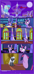 Size: 1919x4225 | Tagged: safe, artist:estories, character:twilight sparkle, character:twilight sparkle (alicorn), oc, oc:curly mane, oc:silverlay, species:alicorn, species:pony, species:unicorn, comic:a(pple)ffection, book, comic, discorded, female, mare, sheep pony