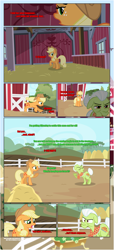 Size: 1919x4225 | Tagged: safe, artist:estories, character:applejack, character:granny smith, species:earth pony, species:pony, comic:a(pple)ffection, barn, comic, female, grandmother, grandmother and grandchild, grandmother and granddaughter, hay bale, sweet apple acres