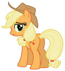 Size: 5792x6368 | Tagged: safe, artist:estories, character:applejack, species:pony, absurd resolution, applejack's hat, butt, clothing, cowboy hat, female, frown, hat, plot, rear view, sad, simple background, solo, tail band, transparent background, vector